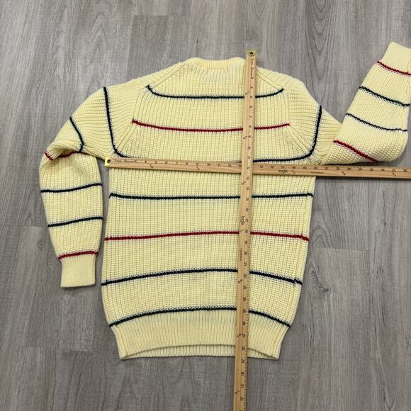Vintage Plenge Trading Sweater Men's Large Cream Striped Knit Crewneck 90s - Picture 6 of 6